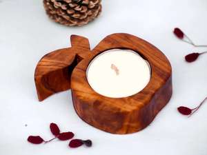 Handmade Wooden <b>Tea</b> Light Holder Hexagon Shape Natural Wood <b>Candle</b> Stand Home Decoration Centerpiece Digital Printing 1 Color - Product Image 3