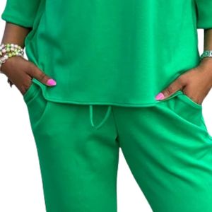 Pantalones de Verano Impermeables Ecológicos de Felpa Recta Green Luxe para Mujer, Pantalones Casuales de Moda, Conjunto Elegante de Dos Piezas - Product Image 5