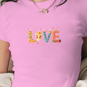 LOVE avec des symboles de la fête juive t-shirt court mode femme - Product Image 4