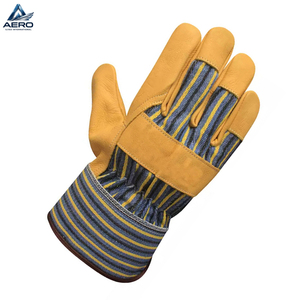 2026 Heavy-Duty Multi-Purpose Striped Canvas & Genuine Leather Safety <b>Gloves</b> for Construction & Material Handling Driver <b>Gloves</b> - Product Image 3