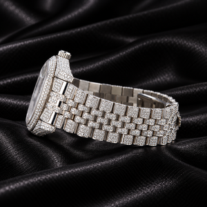 Montre à quartz unisexe de luxe Raj James, bracelet en acier inoxydable, cadran analogique à chiffres romains, verre 38 mm, date, hip-hop, 20 mm - Product Image 3