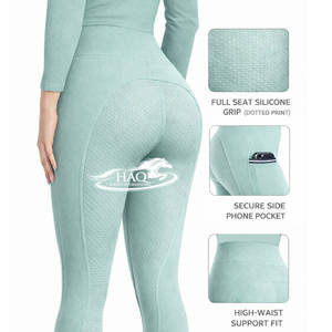 Pantalones de equitación con logo personalizado, leggings ecuestres transpirables para mujer, con agarre de silicona en toda la asiento, para entrenamiento. - Product Image 1