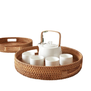 Panier de rangement en rotin de haute qualité du Vietnam 2026, rond, moderne, tressé à la main, plateau à collations écologique, vente chaude, pour l'organisation de l'espace - Product Image 1