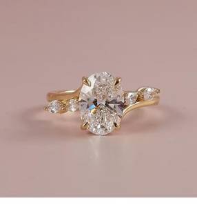 Anillo de Diamante Ovalado de 3.02 CT Cultivado en Laboratorio, Anillo Sorpresa para Mujer, Oro Sólido de 14K, Regalo de Aniversario de Bodas para Parejas - Product Image 1