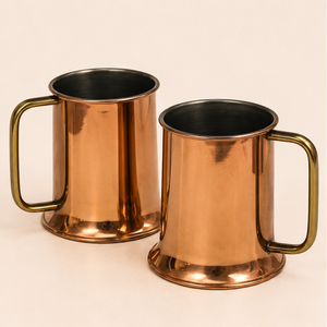 Mug à Moscow Mule en cuivre pur artisanal, tasse à bière en cuivre massif avec finition lisse et droite et poignée ergonomique pour articles de bar de luxe - Product Image 1