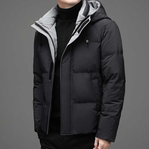 Blouson matelassé à manches longues de qualité pour homme, avec logo personnalisé brodé, coupe-vent respirant, vêtement d'hiver uni - Product Image 2