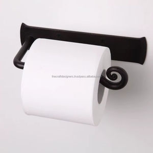 Porte-papier toilette mural en fer avec plaque arrière décorative améliorant le style mural et l'élégance de la salle de bain - Product Image 1