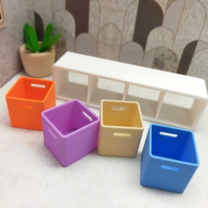 Miniature 1:12 Scale Durable <b>PLA</b> Grid Shelf and Colorful Boxes Mini Furniture Set for Dollhouse Decoration - Product Image 6