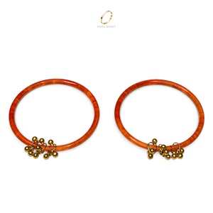 Alluring Kashmiri Jelly <b>Glass</b> Orange Bangles Gold Plated Raindrop Ghungroo <b>Charms</b> for Women Wedding Wholesale Jewelry Wear - Product Image 2