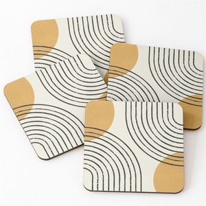 Modern Minimalist Round Wooden <b>Coasters</b> Hand Painted Black Grey <b>Drink</b> Mat Custom Logo Heat Resistant Cup Pad <b>For</b> Home Decor - Product Image 6