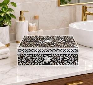 Stylish Resin Inlay Jewelry <b>Box</b> Handmade Decorative Organizer Case for Rings <b>Earrings</b> Necklace Bracelet and Accessories - Product Image 4