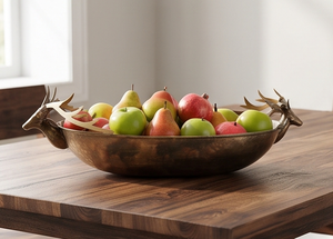 Bol élégant en métal martelé à la main en forme de tête de cerf, idéal pour fruits, légumes, noix, décoration de cuisine et table à manger. - Product Image 2