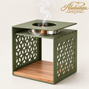 ALABANZA ENTERPRISES - Quemador de Incienso de Madera de Lujo con Recipiente Interior de Acero Inoxidable, Ecológico, Incienso Indio, Oud Árabe para el Hogar - Product Image 2