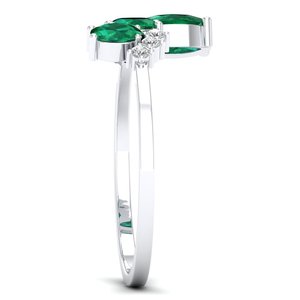 REYES Latest Design Women Wedding Anniversary Gift Fine Jewelry 925 Sterling <b>Silver</b> Emerald Gemstone and Moissanite Rings - Product Image 3