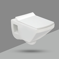 WC suspendu mural en céramique, carré, gain de place, à chasse d'eau par gravité, avec siphon en P, pour salle de bain