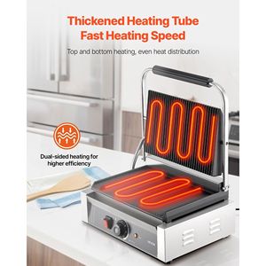 Piastra Elettrica Commerciale per Panini da 1800W in Acciaio Inox con Controllo della Temperatura e Manico da 13 Pollici - Product Image 2