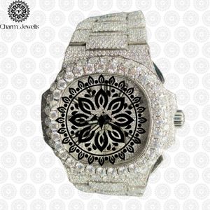 Montre de luxe Charm Jewells en acier inoxydable, mouvement mécanique, cadran 40 mm, verre, bouton poussoir, fermoir caché, mode masculine, 10 bars - Product Image 3