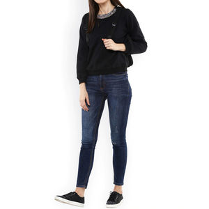 Sudadera de Mujer de Manga Larga, Cuello Redondo, Color Sólido, con Logotipo Estampado, Sudadera de Moda al por Mayor para Mujer - Product Image 4