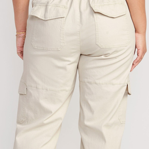 Pantalones Cargo de Cintura Alta para Mujer, Color Sólido, Estilo Casual, Largura al Tobillo, con Bolsillos, Cierre de Botones, Corte Holgado, Proveedor OEM - Product Image 5