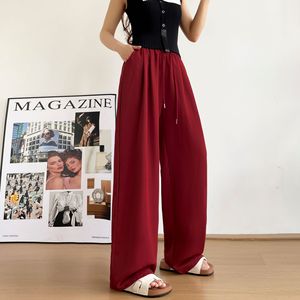 Pantalon large taille haute pour femme 2026, en soie douce, avec cordon de serrage, coupe ample, jambe droite – Prix usine CN Bangladesh - Product Image 6