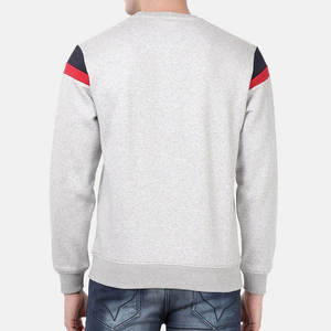 <b>Men</b> Crewneck <b>Sweatshirt</b> Regular Fit Knitted Cotton Pullover Casual Winter Sporty Breathable Eco-Friendly Gray Navy Red 2 Pcs - Product Image 2
