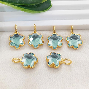 Dije de Cuarzo Aguamarina en Forma de Estrella, Electrochapado en Cobre, 10mm, Briolette, para Fabricación de Joyas - Product Image 1