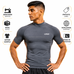 Men <b>Skin</b>-Fit Performance Compression Shirt Custom <b>Base</b> <b>Layer</b> OEM Quick Dry Workout Running Training - Product Image 3