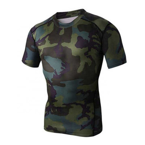 Custom Men’s Full <b>Camo</b> Compression Shirt Short Sleeve Rash Guard Sublimation Print MMA Training <b>Top</b> Quick Dry Athletic Gym Wear - Product Image 3