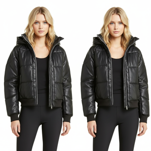 เสื้อโค้ทผู้หญิงแบบหนา ดีไซน์ใหม่ ทันสมัย ไซส์ใหญ่ ขนฟูฟ่อง สำหรับฤดูใบไม้ร่วงและฤดูหนาว มีฮู้ดแบบถอดได้ ซิปหน้า บุด้วยขนเป็ด สีดำ สีน้ำเงิน - Product Image 3