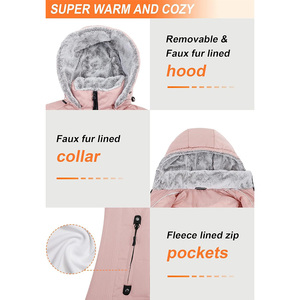 Pink Hooded Puffer <b>Jacket</b> With Zipper Closure And <b>Fleece</b> Lining Winter Wear For Women Casual Style Slim Fit - Product Image 4