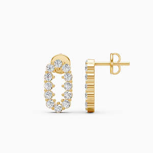 Boucles d'oreilles clous en or rose plaqué avec diamants de laboratoire taille ovale certifiés pour mariage unisexe, bijoux tendance - Product Image 4