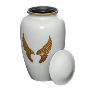 Urna Funeraria de Metal Grabada en Blanco, Estilo Clásico Americano/Europeo, para Cenizas de Adultos - Product Image 2