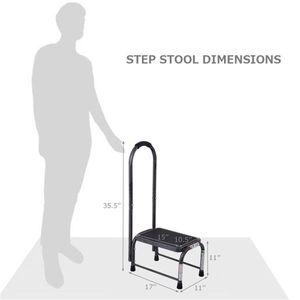 Sgabello in Ferro Resistente con Capacità di 150 Kg, con Braccioli e Ampia Piattaforma Antiscivolo 38x27 cm, Verniciato a Polvere per Sicurezza - Product Image 3