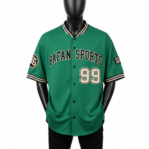 เสื้อยืดผู้ชายผ้าฝ้าย 100% ทรงหลวม พิมพ์ลาย เสื้อเบสบอลชาย ผ้าโพลีเอสเตอร์เนื้อนุ่ม GSM ตาข่าย ปิดกระดุมด้านหน้า ปักโลโก้ตามสั่ง - Product Image 6