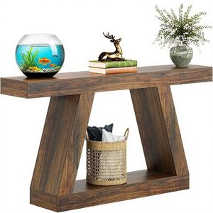 55-Inch Rustic Industrial <b>Wooden</b> <b>Console</b> <b>Table</b> with Storage for Entryway or Hallway - Product Image 3