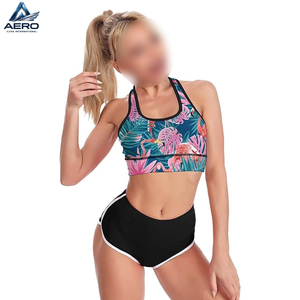 Moisture-Wicking Graphic Art Black Trim Breathable High Stretch Workout Gym Fitness Wear Good Supplier New Arrival Fitness <b>Bra</b> - Product Image 2