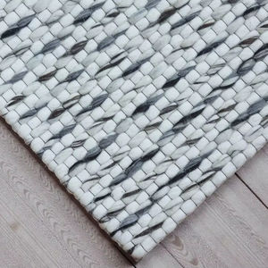 Alfombra de Lana Hecha a Mano, Alfombra Moderna Negra y Blanca con Textura, Alfombra Contemporánea Tejida a Mano para Sala de Estar y Dormitorio - Product Image 4