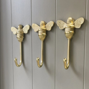 Porte-manteau mural en laiton massif en forme d'abeille - Product Image 3