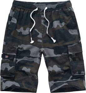 Men'sQuick Dry Elastic Waist Plaid Breathable Formal Shorts Solid <b>Colour</b> with Side Stripe Mid Navy Blue - Product Image 5