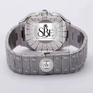 Reloj de Acero Inoxidable VVS para Hombre con Cristal de Zafiro, Movimiento de Cuarzo ETA, Incrustaciones de Diamantes Moissanite VVS, Estilo Hip Hop - Product Image 3