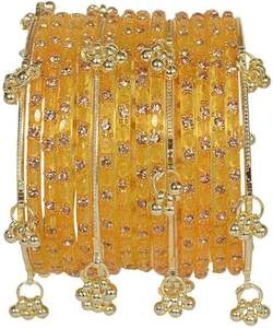 High Quality Golden Yellow Glass <b>Bangle</b> <b>Set</b> Emerald Cut Pearl Cluster Design <b>Gold</b> Plated Traditional Wedding Jewelry Wholesale - Product Image 2