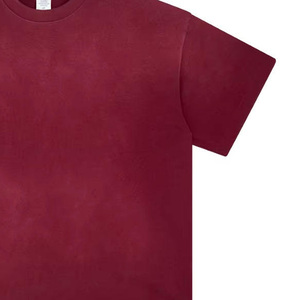 Camiseta de Hombre, Color Borgoña, Manga Corta, Cuello Redondo, Corte Holgado, 100% Algodón, Antiarrugas, 320g, Estilo Casual, Color Sólido, Tejido Jersey - Product Image 2