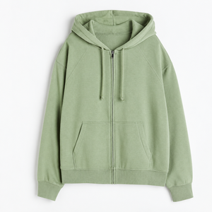 Custom Full-Face Zipper <b>Hoodie</b> Oversized Regular Fit Solid Color Casual Fleece <b>Hoodie</b> with Pockets Autumn Wear - Product Image 2