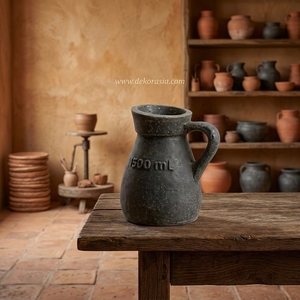 Vase-pichet Rustique en Terre Cuite Gris Foncé Roso S, Urne Décorative en Céramique Faite à la Main pour Table, Vente en Gros - Product Image 6