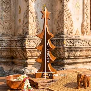 Wooden Christmas Tree Decor Tabletop Minimalist Design Winter Home Decoration <b>Star</b> <b>Top</b> Triangle Shape - Product Image 6