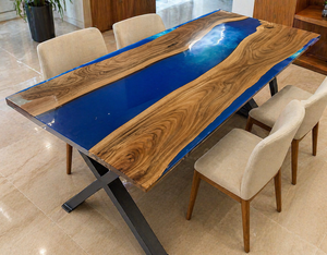 Blue Epoxy Resin Dining <b>Table</b> <b>Top</b> Mid Century Modern Rectangle Agra Heritage Custom Eco-Friendly Furniture Housewarming <b>Decor</b> - Product Image 3