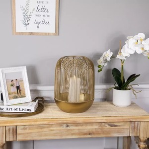 Golden <b>Lantern</b> <b>Candle</b> <b>Holder</b> Heat Resistant Home Decoration - Product Image 2
