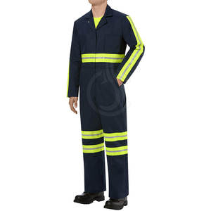 <b>Men's</b> Navy Blue High Visibility Workwear <b>Overalls</b> With Reflective Stripes For Safety Uniforms - Product Image 5