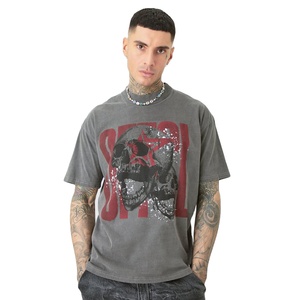 Camiseta Streetwear de Color Sólido con Lavado Ácido para Hombre, Top Informal de Moda, Secado Rápido, Transpirable, Ecológico, con Logotipo Personalizable en la Parte Delantera, 100% - Product Image 1