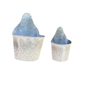 Set of 2 Galvanized Metal Wall Planters Farmhouse Wall for Indoor Plants & Outdoor Flowers <b>Pot</b> Decorative Garden & Home Decor - Product Image 2